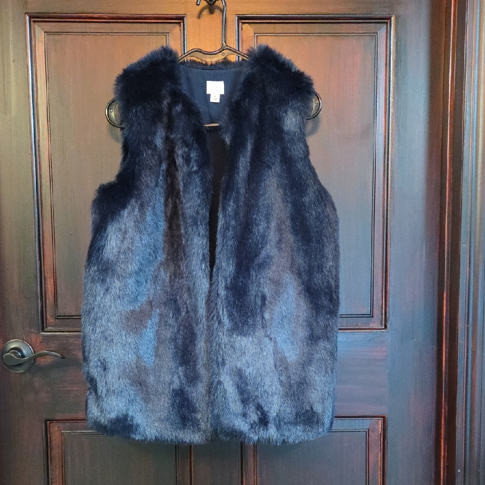 Luxurious Faux Fur Vest in Blue A New Day